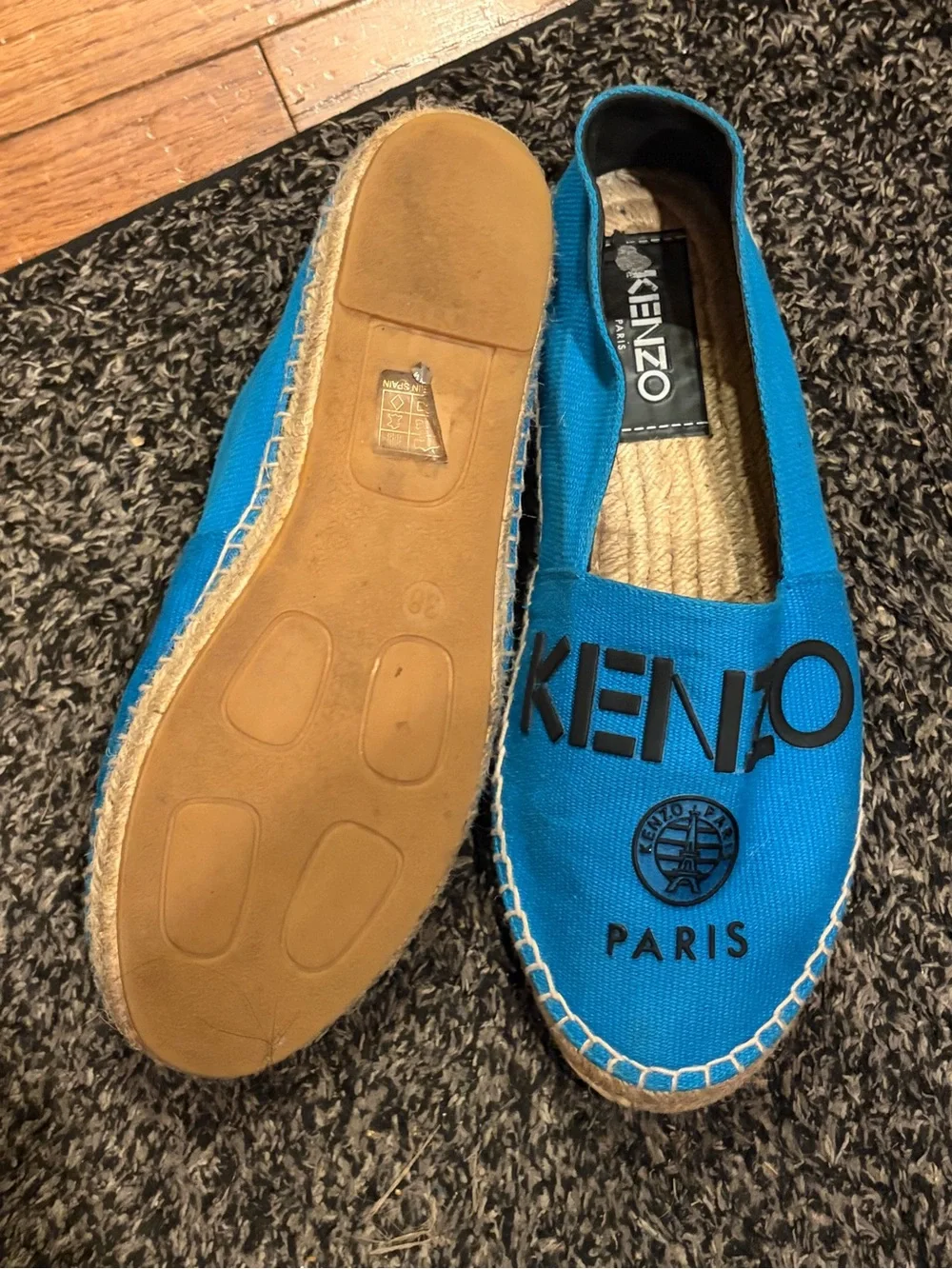 Kenzo Kids Bright Blue Canvas Slip-On Espadrilles size 38